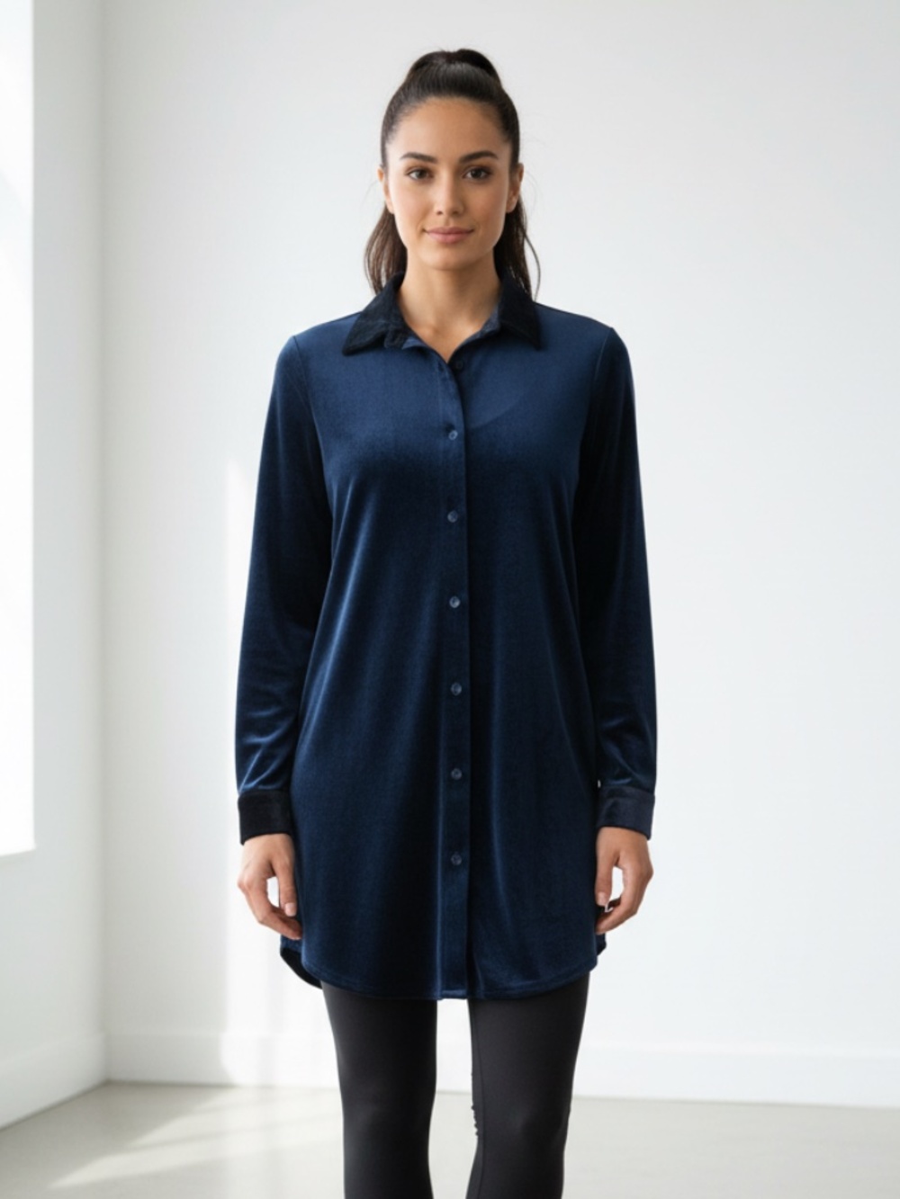By the Way Like crushed velvet long top XXS